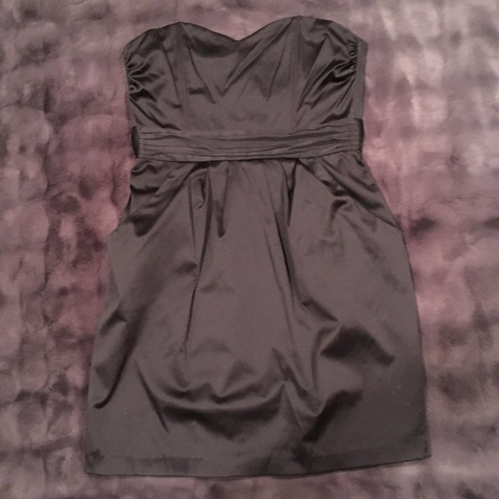 Strapless Black Cocktail Dress with Pockets (Size 10)